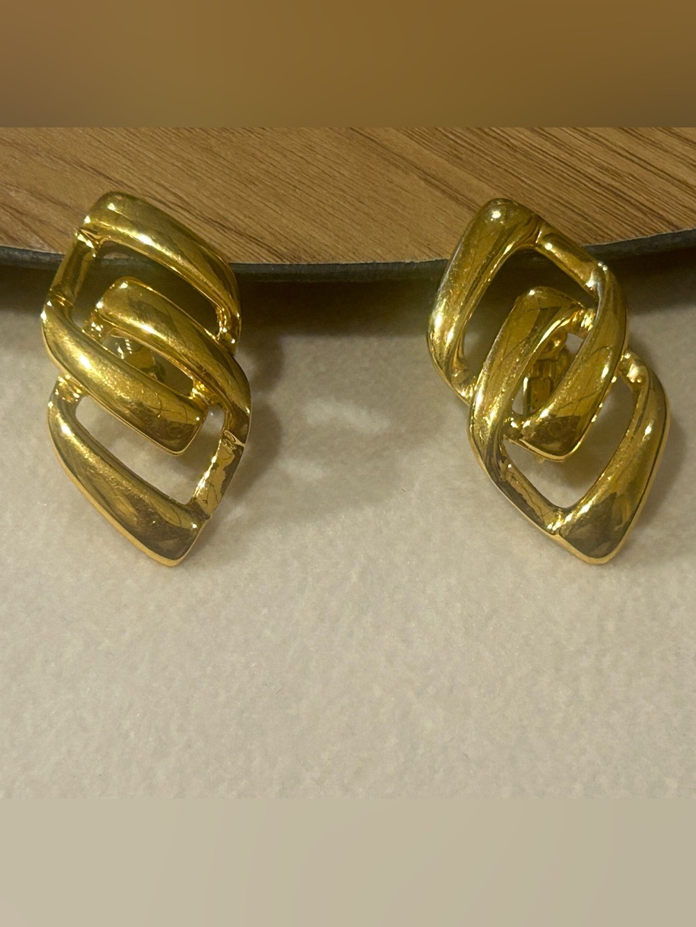 Vintage Napier Chain Link  Statement  Earrings- Signed 1980s